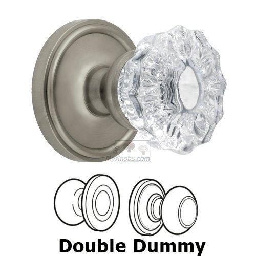 Double Dummy Knob - Georgetown Rosette with Fontainebleau Crystal Door Knob in Satin Nickel
