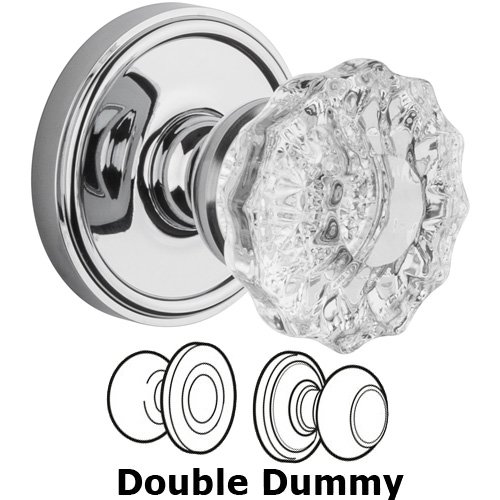 Double Dummy Knob - Georgetown Rosette with Fontainebleau Crystal Door Knob in Bright Chrome
