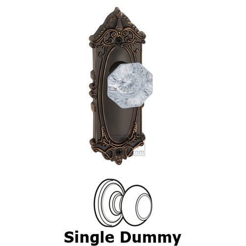 Single Dummy Knob - Grande Victorian Plate with Chambord Crystal Door Knob in Timeless Bronze