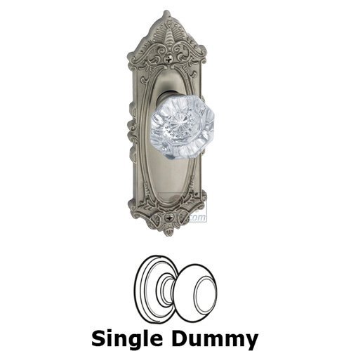 Single Dummy Knob - Grande Victorian Plate with Chambord Crystal Door Knob in Satin Nickel