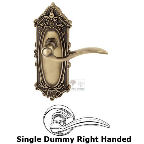 Single Dummy Right Handed Lever - Grande Victorian Plate with Bellagio Door Lever in Vintage Brass