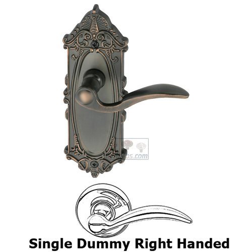 Single Dummy Right Handed Lever - Grande Victorian Plate with Bellagio Door Lever in Timeless Bronze