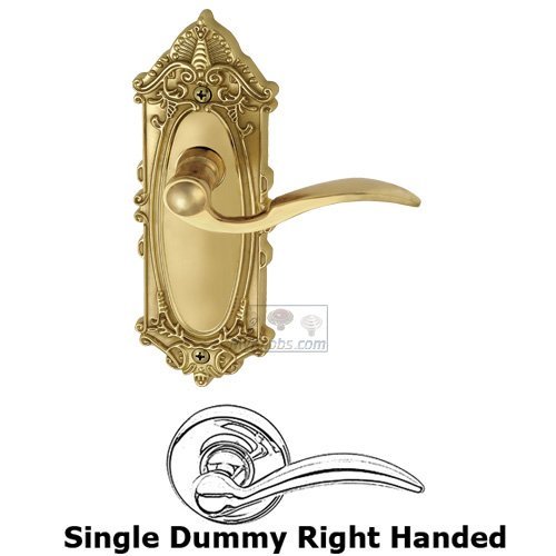 Single Dummy Right Handed Lever - Grande Victorian Plate with Bellagio Door Lever in Polished Brass