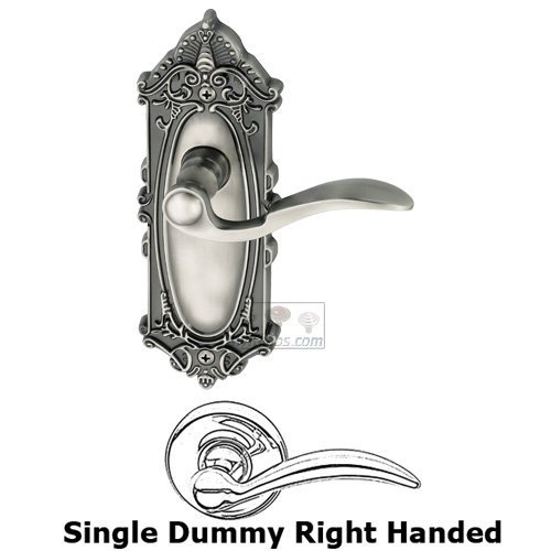Single Dummy Right Handed Lever - Grande Victorian Plate with Bellagio Door Lever in Antique Pewter