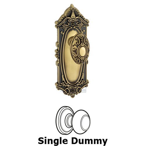 Single Dummy Knob - Grande Victorian Plate with Grande Victorian Door Knob in Vintage Brass