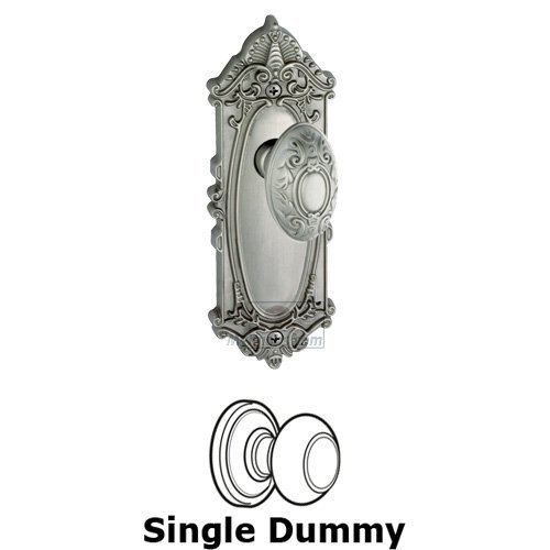 Single Dummy Knob - Grande Victorian Plate with Grande Victorian Door Knob in Satin Nickel