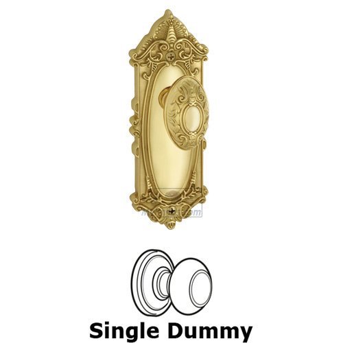 Single Dummy Knob - Grande Victorian Plate with Grande Victorian Door Knob in Polished Brass