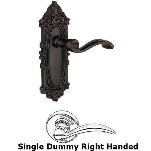 Single Dummy Right Handed Lever - Grande Victorian Plate with Portofino Door Lever in Timeless Bronze