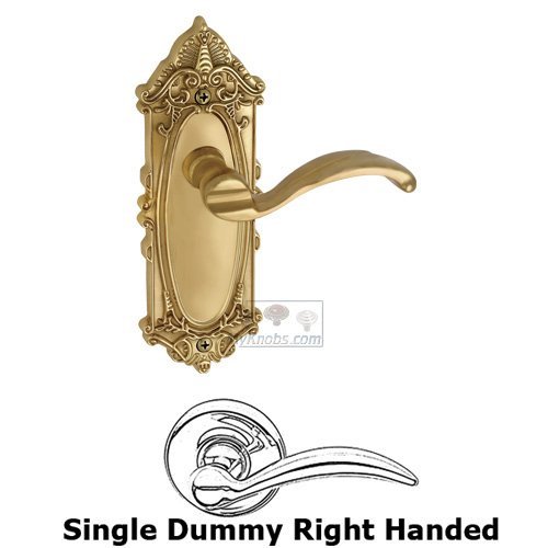 Single Dummy Right Handed Lever - Grande Victorian Plate with Portofino Door Lever in Polished Brass