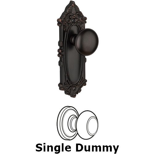Single Dummy Knob - Grande Victorian Plate with Fifth Avenue Door Knob in Timeless Bronze