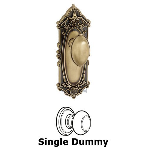 Single Dummy Knob - Grande Victorian Plate with Eden Prairie Door Knob in Vintage Brass