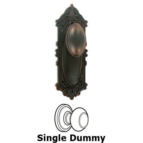 Single Dummy Knob - Grande Victorian Plate with Eden Prairie Door Knob in Timeless Bronze