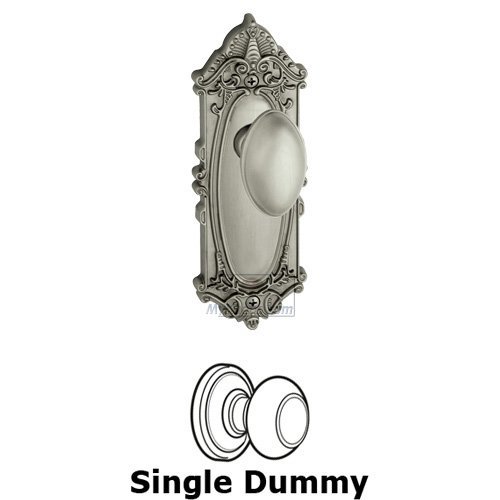 Single Dummy Knob - Grande Victorian Plate with Eden Prairie Door Knob in Satin Nickel
