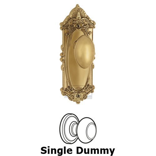 Single Dummy Knob - Grande Victorian Plate with Eden Prairie Door Knob in Polished Brass