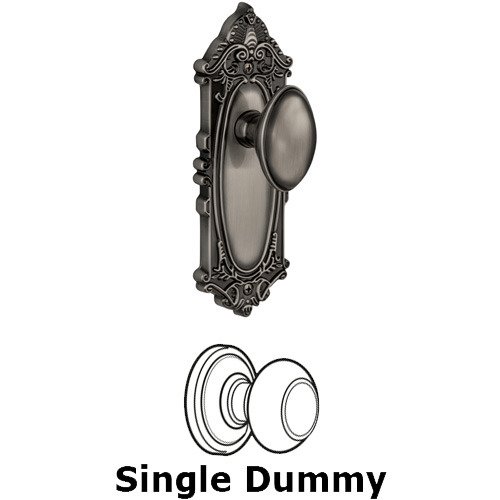Single Dummy Knob - Grande Victorian Plate with Eden Prairie Door Knob in Antique Pewter