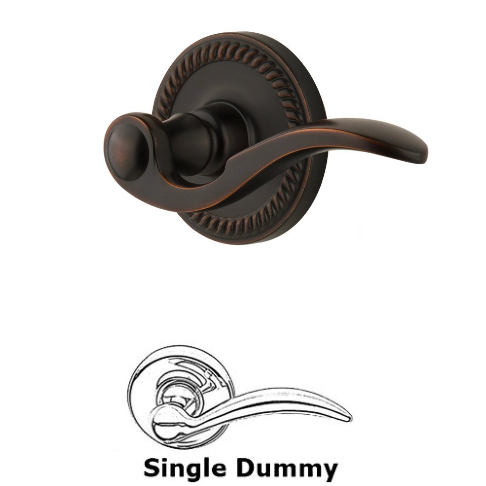 Single Dummy Right Handed Lever - Newport Rosette with Bellagio Door Lever in Timeless Bronze