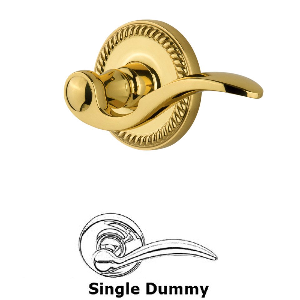 Single Dummy Right Handed Lever - Newport Rosette with Bellagio Door Lever in Polished Brass