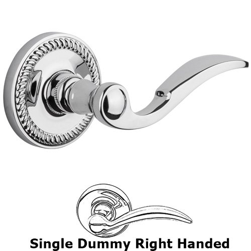Single Dummy Right Handed Lever - Newport Rosette with Bellagio Door Lever in Bright Chrome