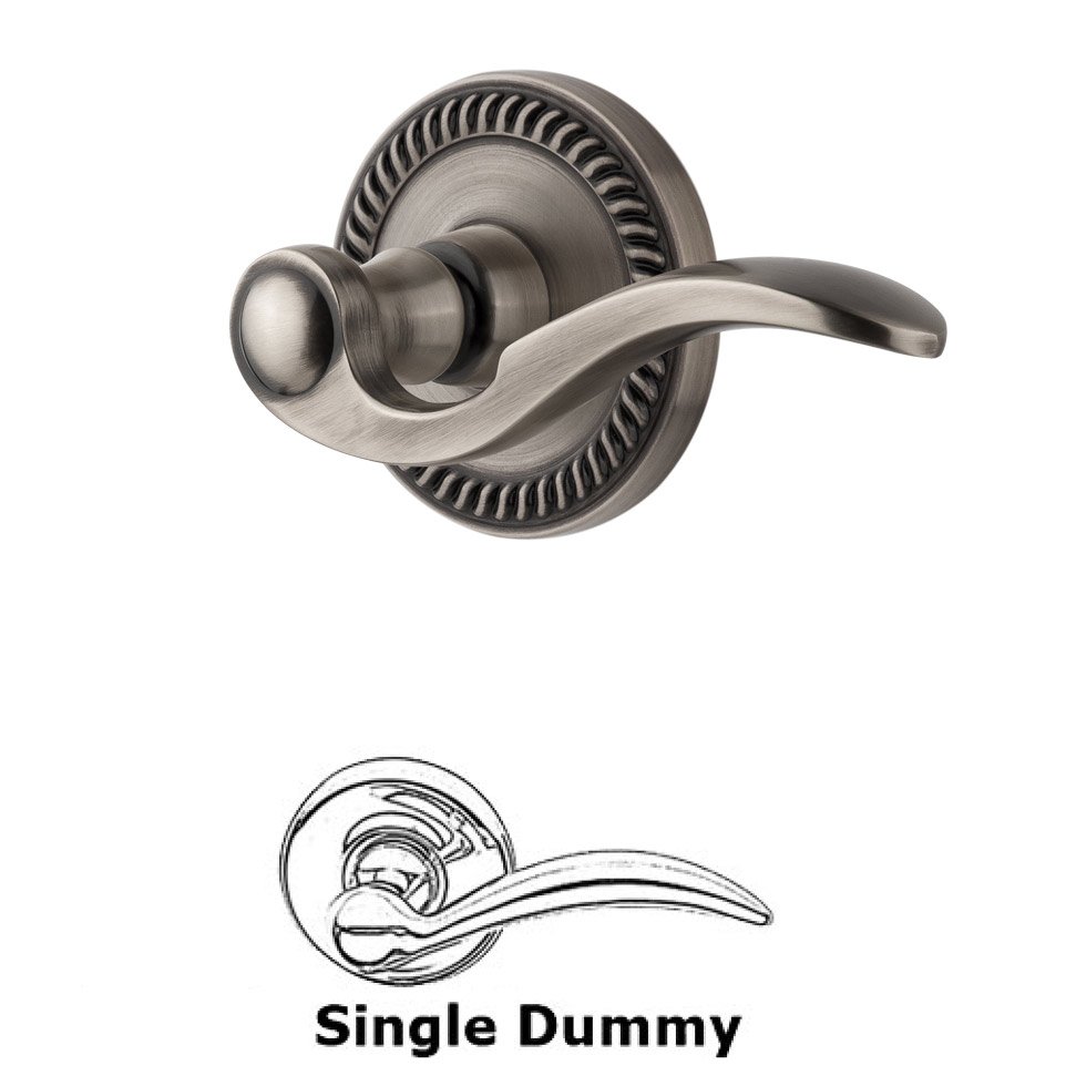 Single Dummy Right Handed Lever - Newport Rosette with Bellagio Door Lever in Antique Pewter