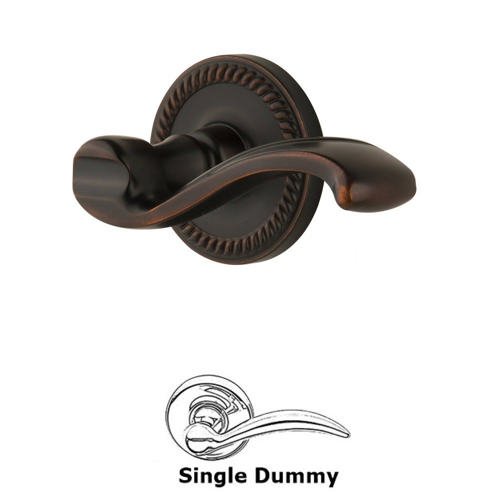 Single Dummy Right Handed Lever - Newport Rosette with Portofino Door Lever in Timeless Bronze