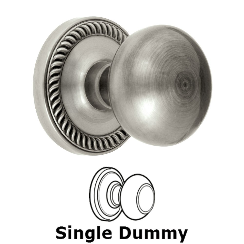 Single Dummy Knob - Newport Rosette with Fifth Avenue Door Knob in Antique Pewter