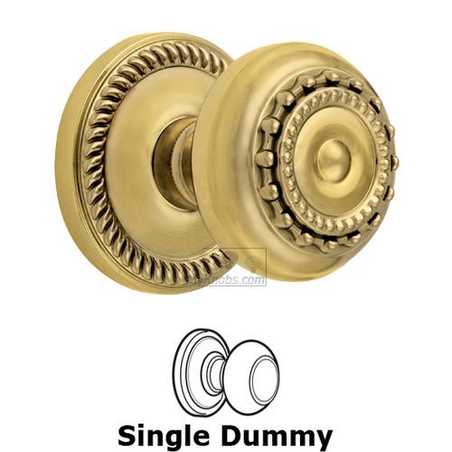 Single Dummy Knob - Newport Rosette with Parthenon Door Knob in Polished Brass