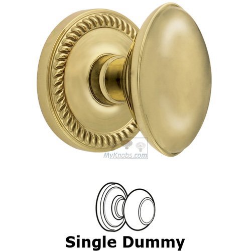 Single Dummy Knob - Newport Rosette with Eden Prairie Door Knob in Polished Brass