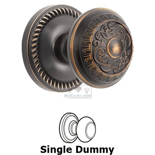 Single Dummy Knob - Newport Rosette with Windsor Door Knob in Timeless Bronze