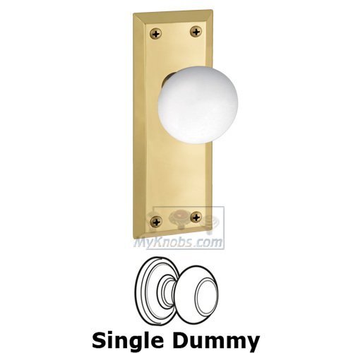Single Dummy Knob - Fifth Avenue Plate with Hyde Park Door Knob in Polished Brass