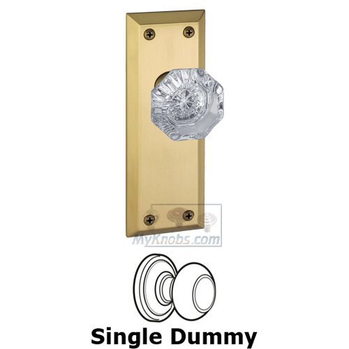 Single Dummy Knob - Fifth Avenue Plate with Chambord Crystal Door Knob in Vintage Brass