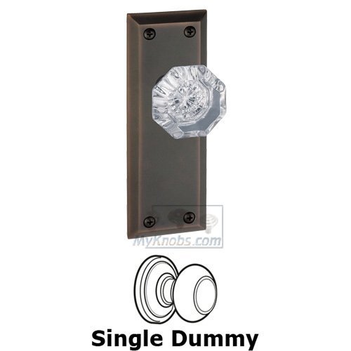 Single Dummy Knob - Fifth Avenue Plate with Chambord Crystal Door Knob in Timeless Bronze