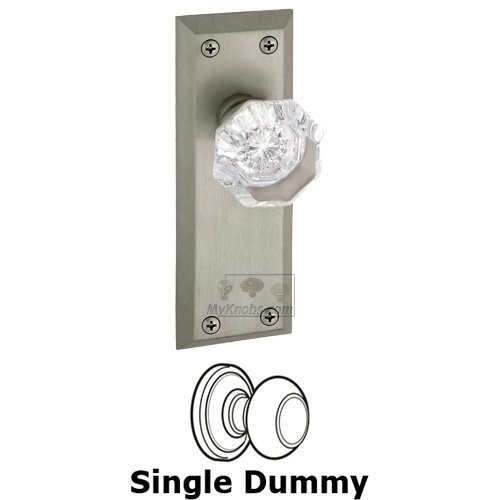 Single Dummy Knob - Fifth Avenue Plate with Chambord Crystal Door Knob in Satin Nickel