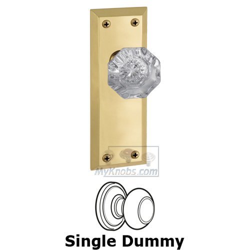 Single Dummy Knob - Fifth Avenue Plate with Chambord Crystal Door Knob in Polished Brass