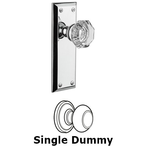 Single Dummy Knob - Fifth Avenue Plate with Chambord Crystal Door Knob in Bright Chrome