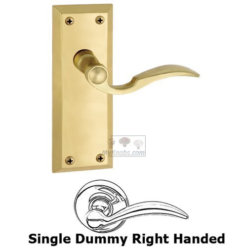 Single Dummy Fifth Avenue Plate with Bellagio Right Handed Lever in Polished Brass