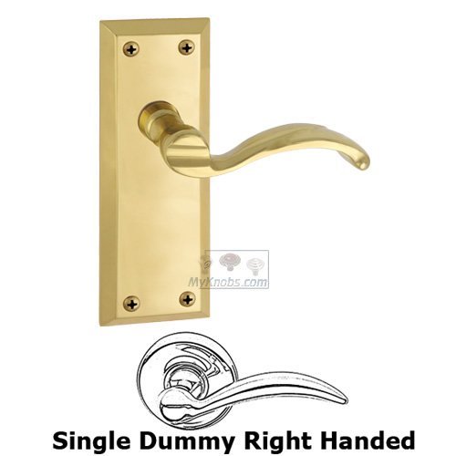 Single Dummy Fifth Avenue Plate with Portofino Right Handed Lever in Polished Brass