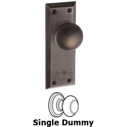 Single Dummy Knob - Fifth Avenue Plate with Fifth Avenue Door Knob in Timeless Bronze