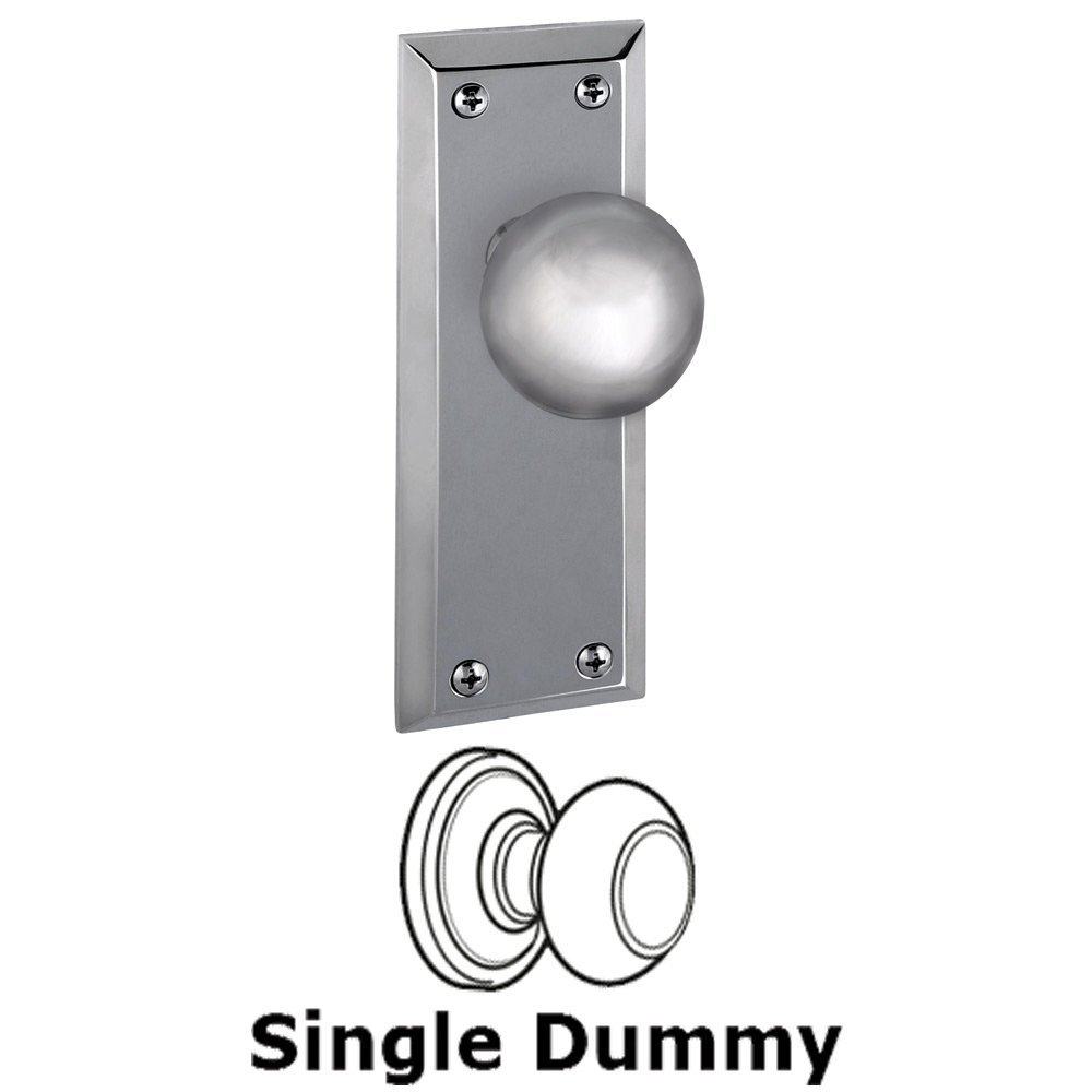 Single Dummy Knob - Fifth Avenue Rosette with Fifth Avenue Door Knob in Bright Chrome