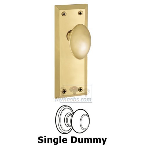 Single Dummy Knob - Fifth Avenue Plate with Eden Prairie Door Knob in Polished Brass