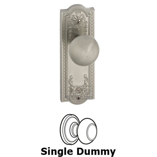 Single Dummy Knob - Parthenon Plate with Fifth Avenue Door Knob in Satin Nickel