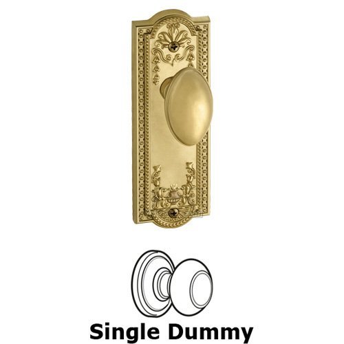 Single Dummy Knob - Parthenon Plate with Eden Prairie Door Knob in Polished Brass