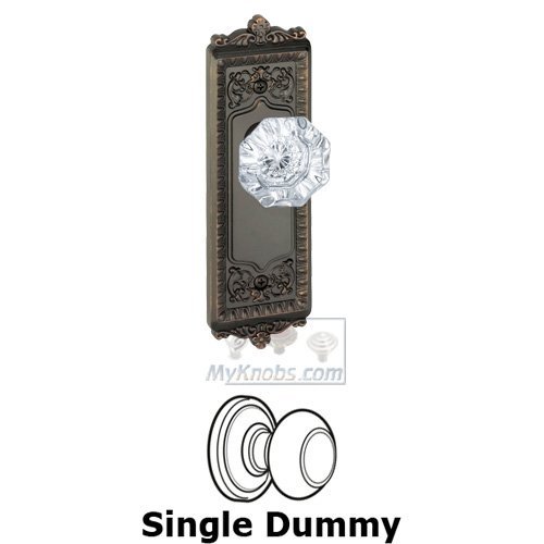 Single Dummy Knob - Windsor Plate with Chambord Crystal Door Knob in Timeless Bronze
