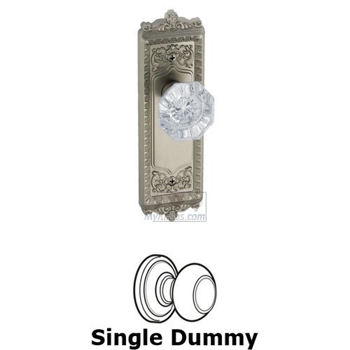 Single Dummy Knob - Windsor Plate with Chambord Crystal Door Knob in Satin Nickel