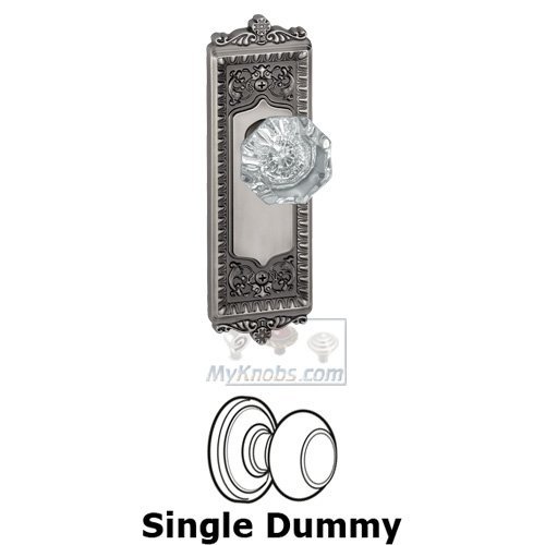 Single Dummy Knob - Windsor Plate with Chambord Crystal Door Knob in Antique Pewter