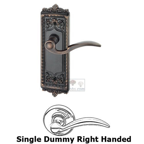 Single Dummy Windsor Plate with Right Handed Bellagio Door Lever in Timeless Bronze