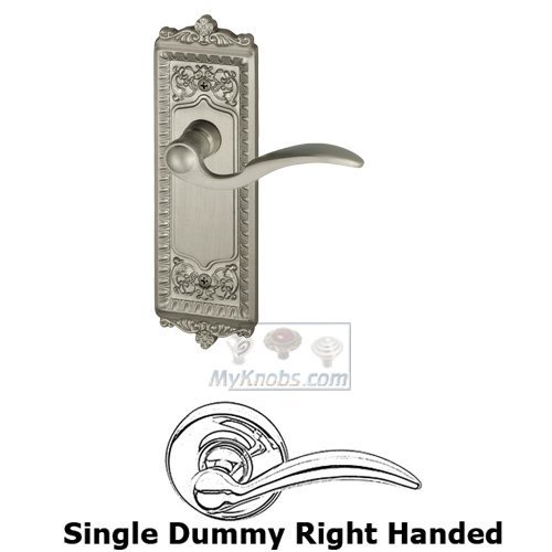 Single Dummy Windsor Plate with Right Handed Bellagio Door Lever in Satin Nickel