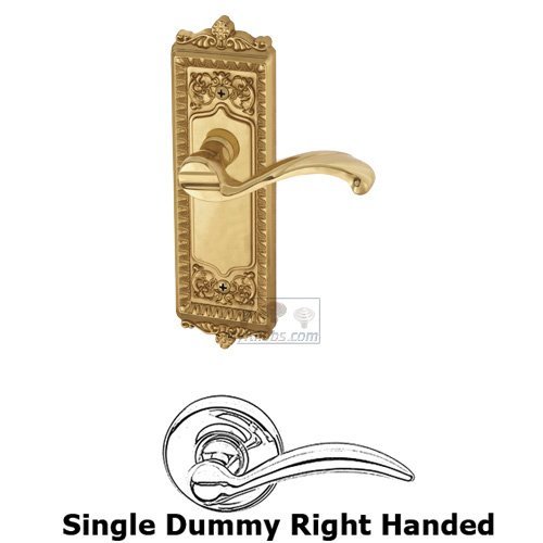 Single Dummy Windsor Plate with Right Handed Portofino Door Lever in Polished Brass
