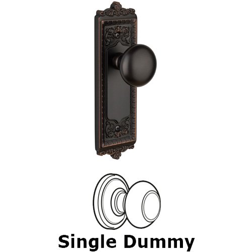 Single Dummy Knob - Windsor Plate with Fifth Avenue Door Knob in Timeless Bronze