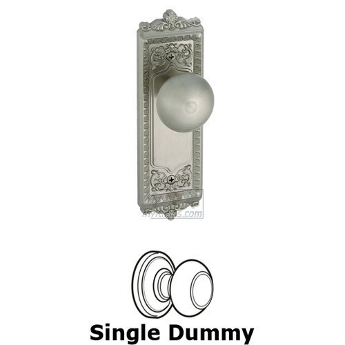 Single Dummy Knob - Windsor Plate with Fifth Avenue Door Knob in Satin Nickel
