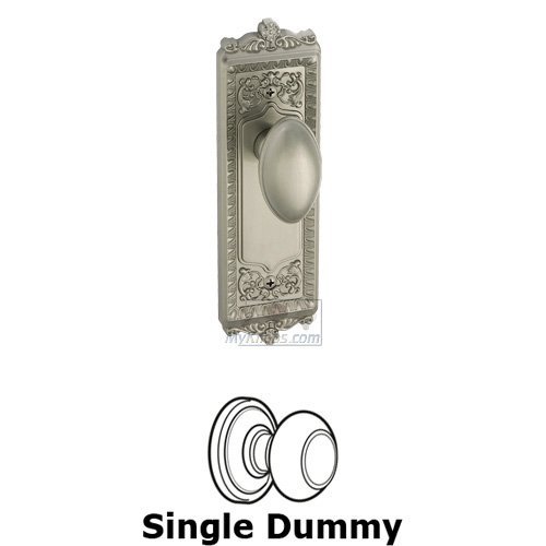 Single Dummy Knob - Windsor Plate with Eden Prairie Door Knob in Satin Nickel